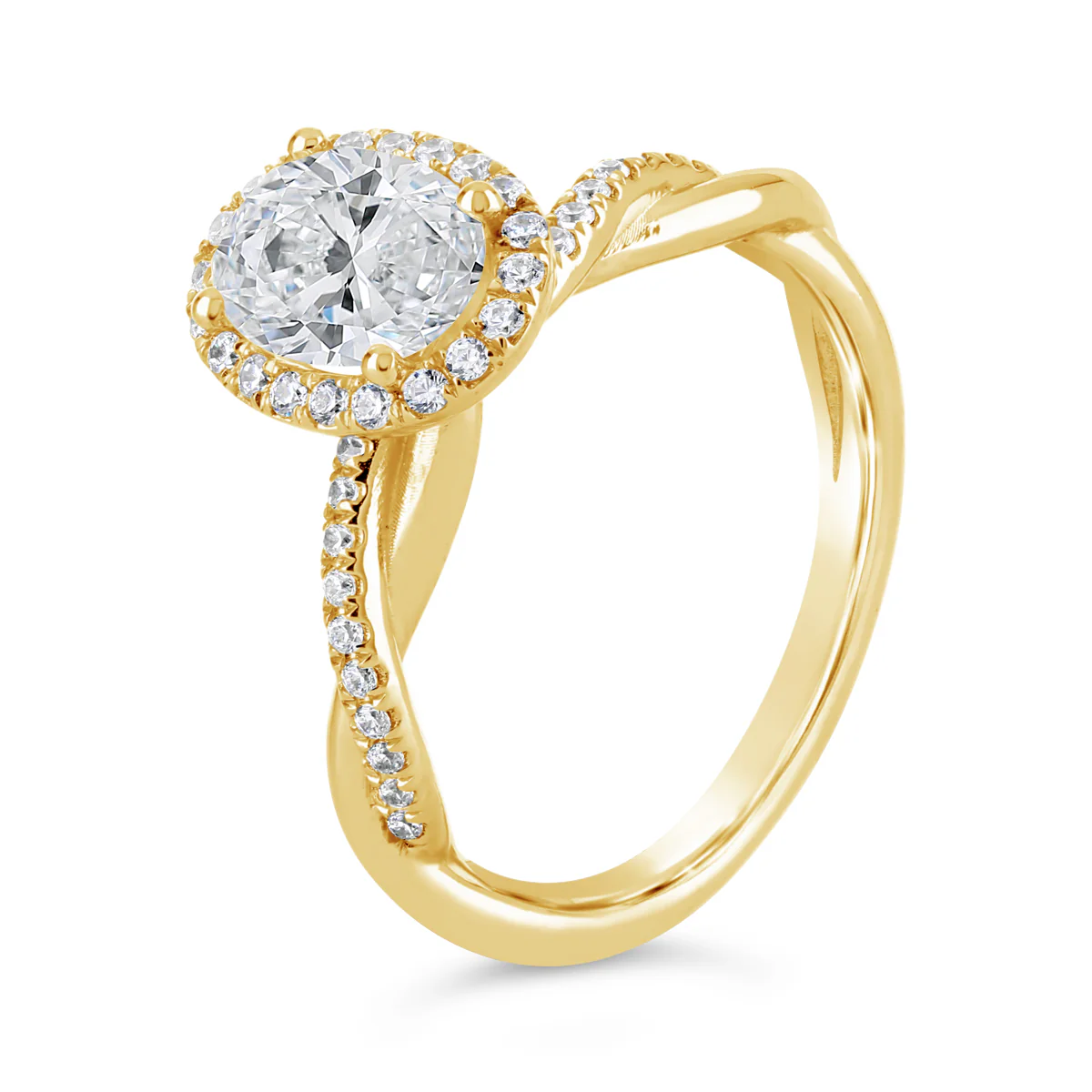 Oval Cut Twisting Band Diamond Halo Engagement Ring - ACB411 - Image 3