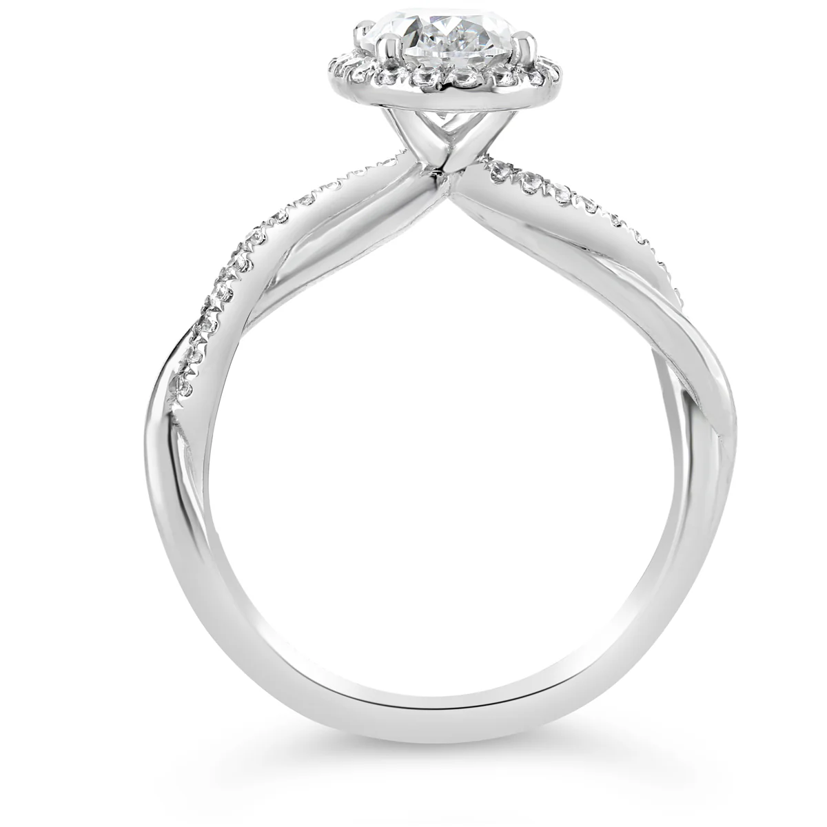 Oval Cut Twisting Band Diamond Halo Engagement Ring - ACB411 - Image 5