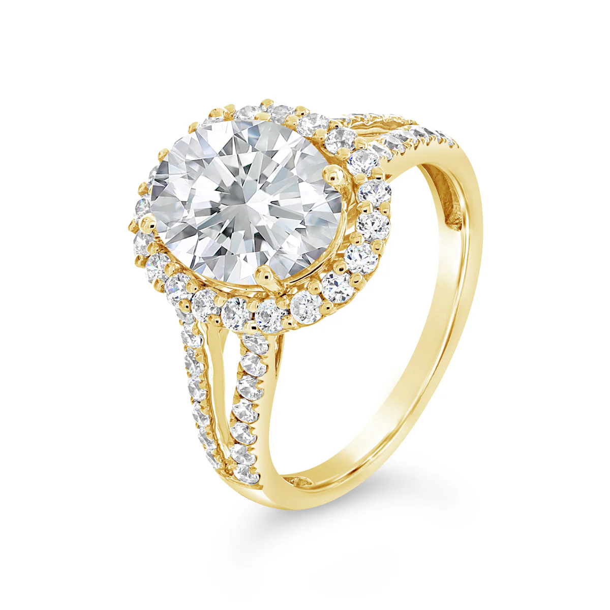 Oval Shape Diamond Halo Engagemnet Ring with Split Band - ACB063 - Image 2