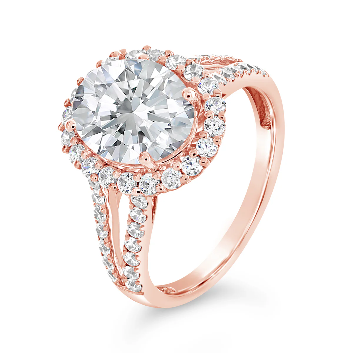 Oval Shape Diamond Halo Engagemnet Ring with Split Band - ACB063 - Image 3