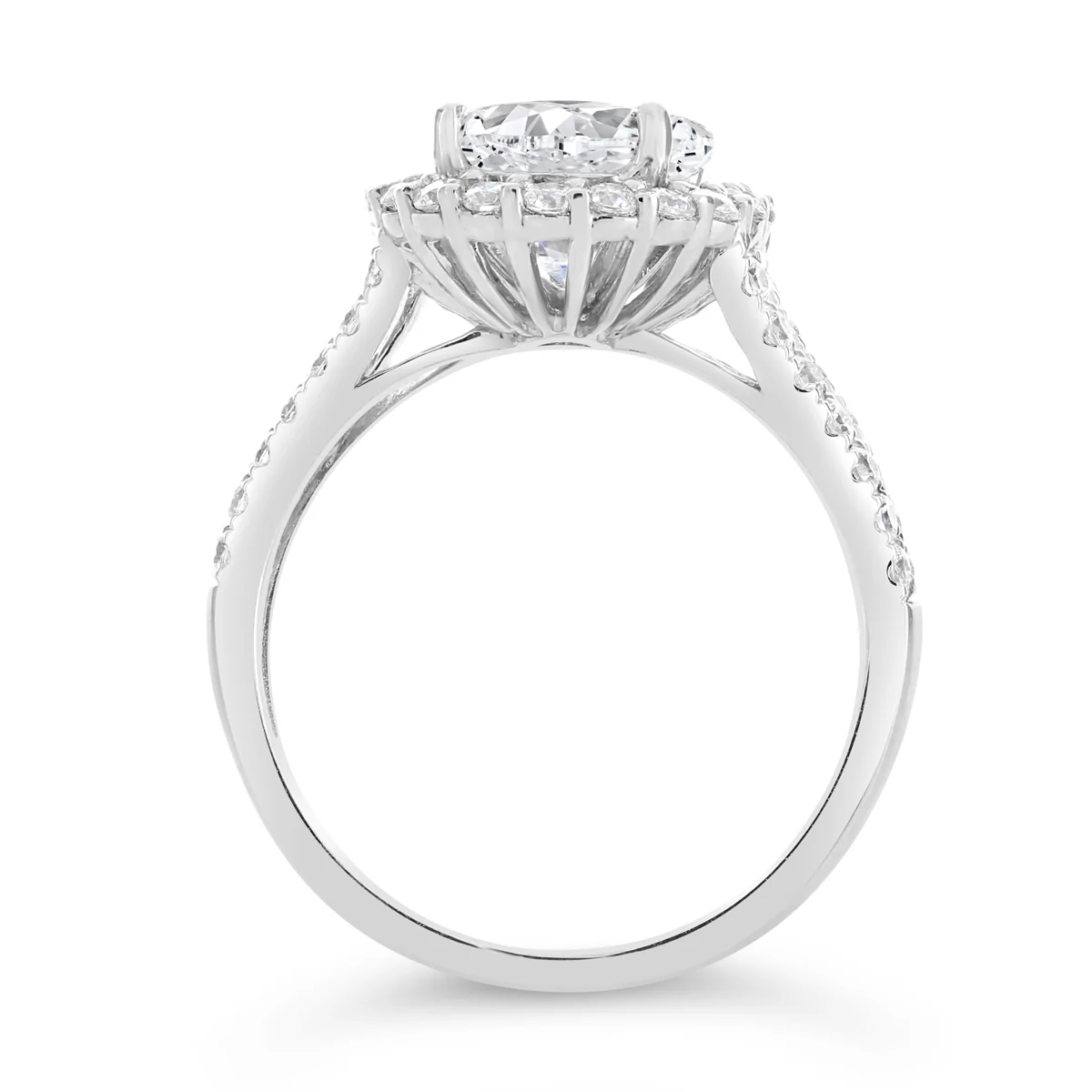 Oval Shape Diamond Halo Engagemnet Ring with Split Band - ACB063 - Image 4