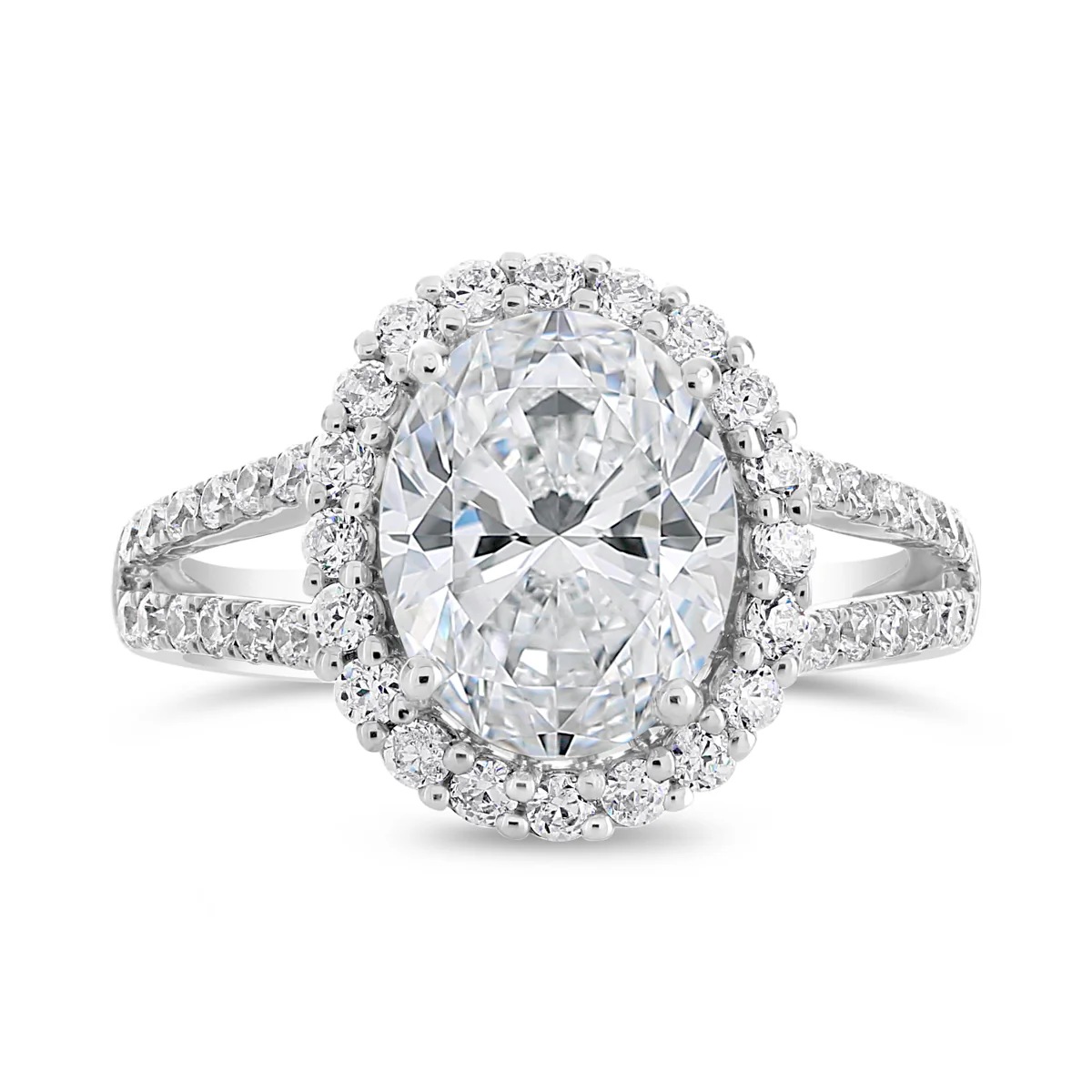 Oval Shape Diamond Halo Engagemnet Ring with Split Band - ACB063 - Image 5