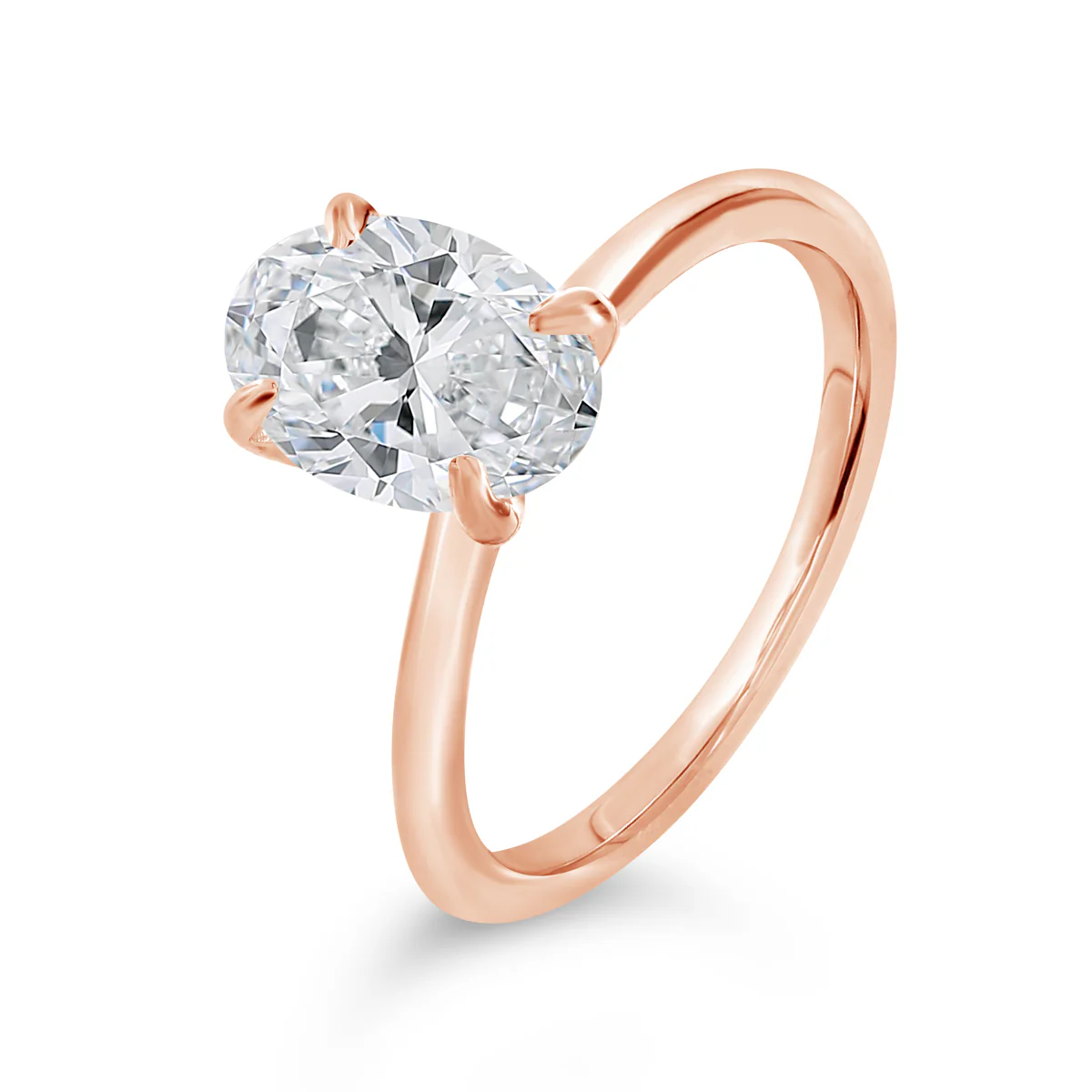 Oval Shape Solitaire Diamond Engagement Ring - ACB129 - Image 4