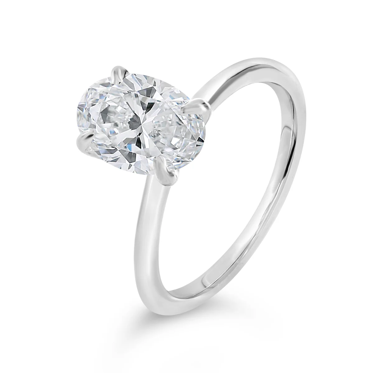 Oval Shape Solitaire Diamond Engagement Ring - ACB129 - Image 5