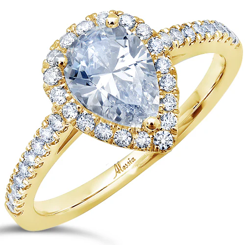 Pear Shape Diamond Halo and Cathedral Engagement Ring - ACB251 - Image 3