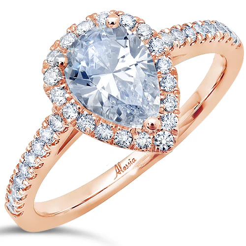 Pear Shape Diamond Halo and Cathedral Engagement Ring - ACB251 - Image 4