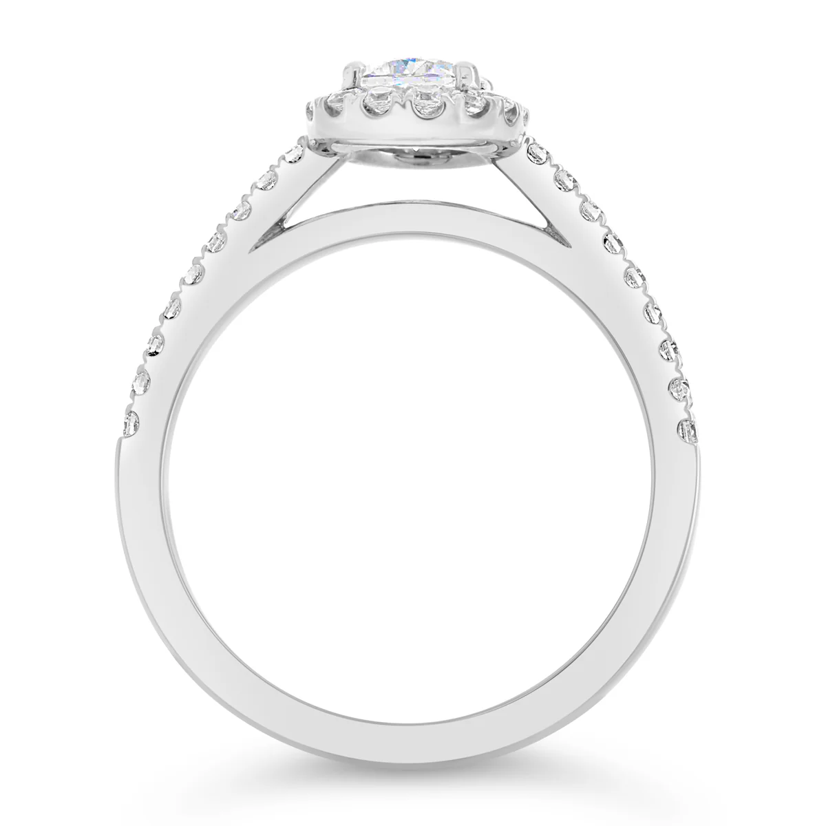Pear Shape Diamond Halo and Cathedral Engagement Ring - ACB251 - Image 5