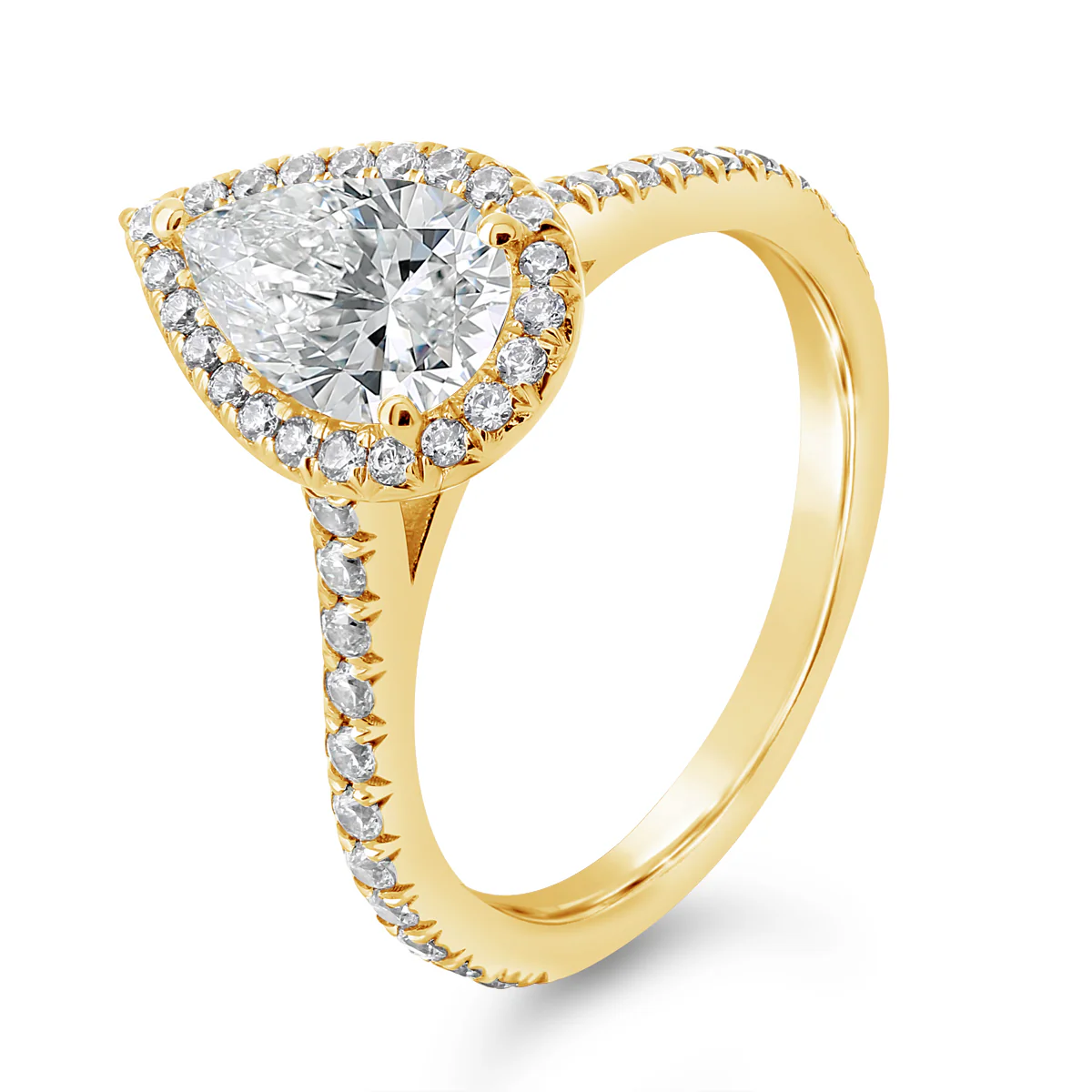 Pear Shape Diamond Halo and Cathedral Engagement Ring - ACB404 - Image 3