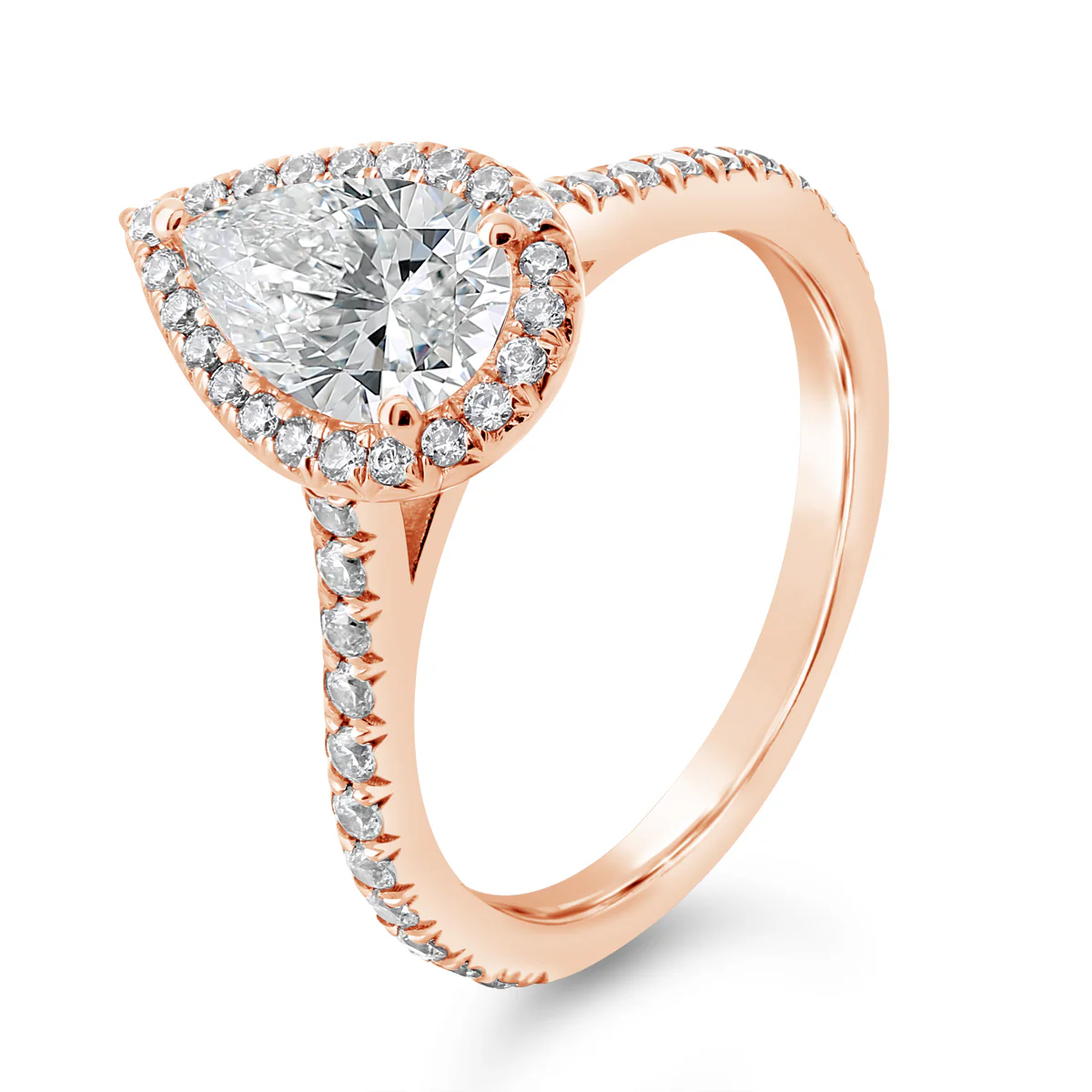 Pear Shape Diamond Halo and Cathedral Engagement Ring - ACB404 - Image 4