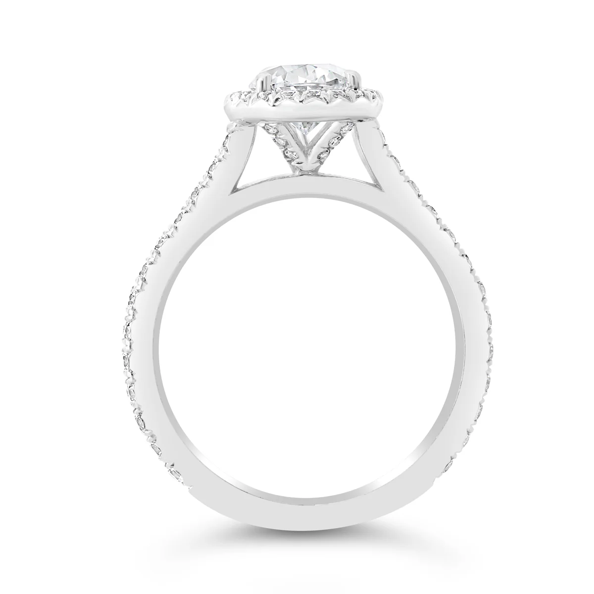 Pear Shape Diamond Halo and Cathedral Engagement Ring - ACB404 - Image 5