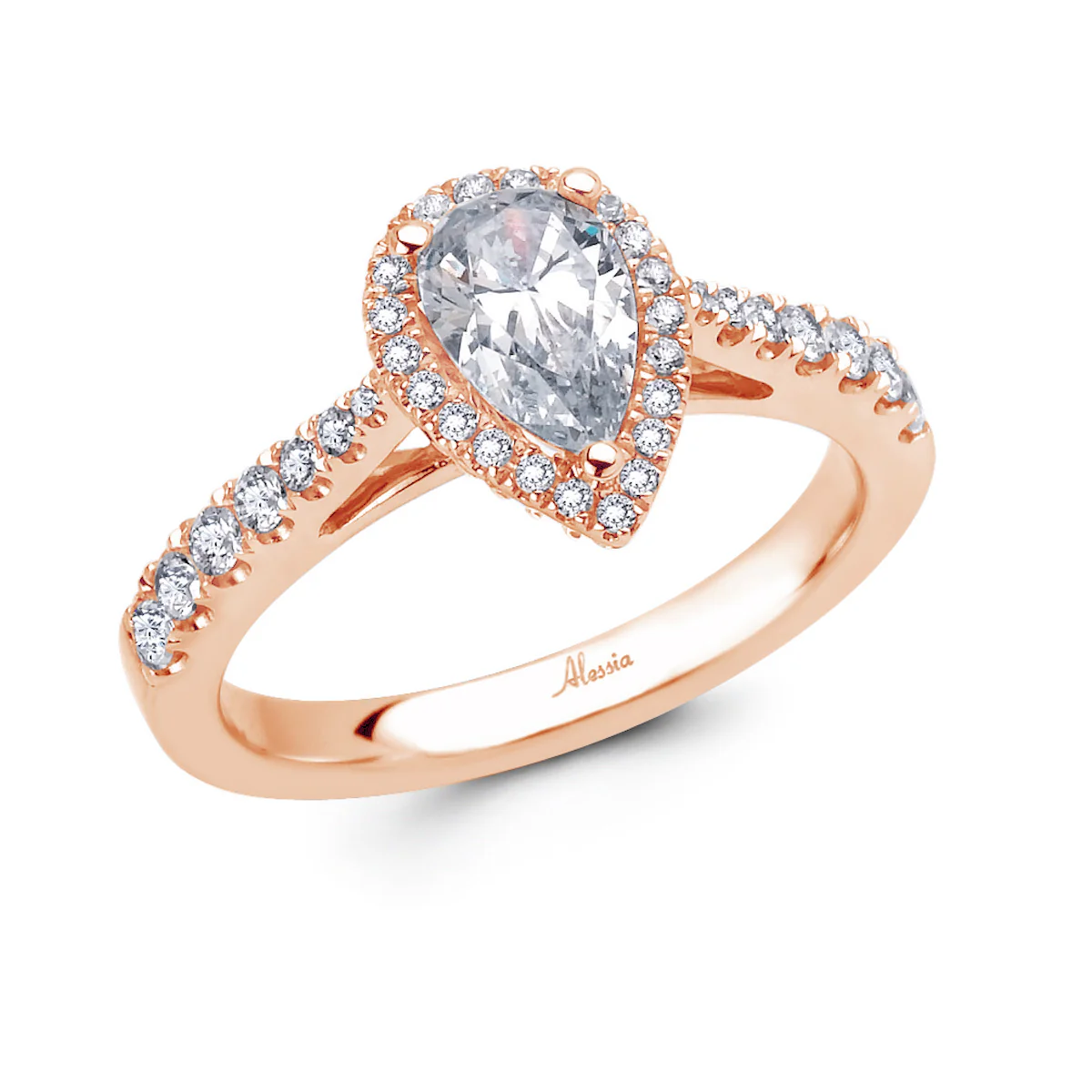 Pear Shape Diamond Halo Engagement Ring - ACB008 - Image 2