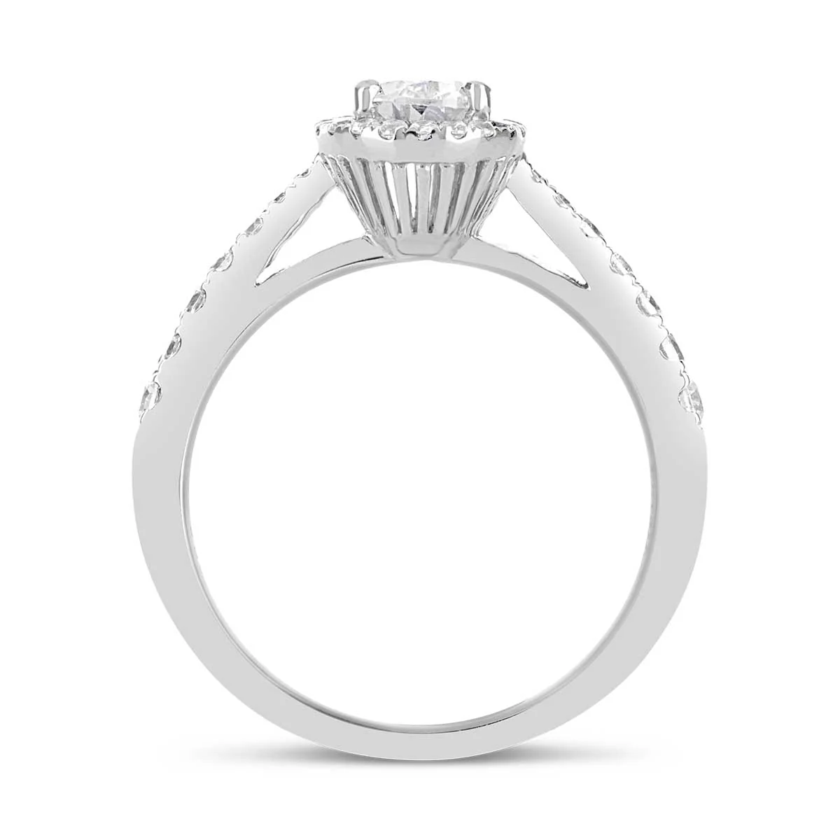 Pear Shape Diamond Halo Engagement Ring - ACB008 - Image 3