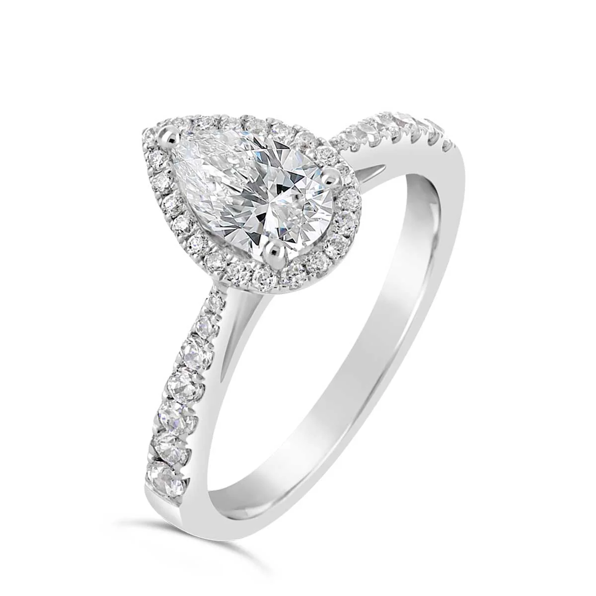 Pear Shape Diamond Halo Engagement Ring - ACB008 - Image 4