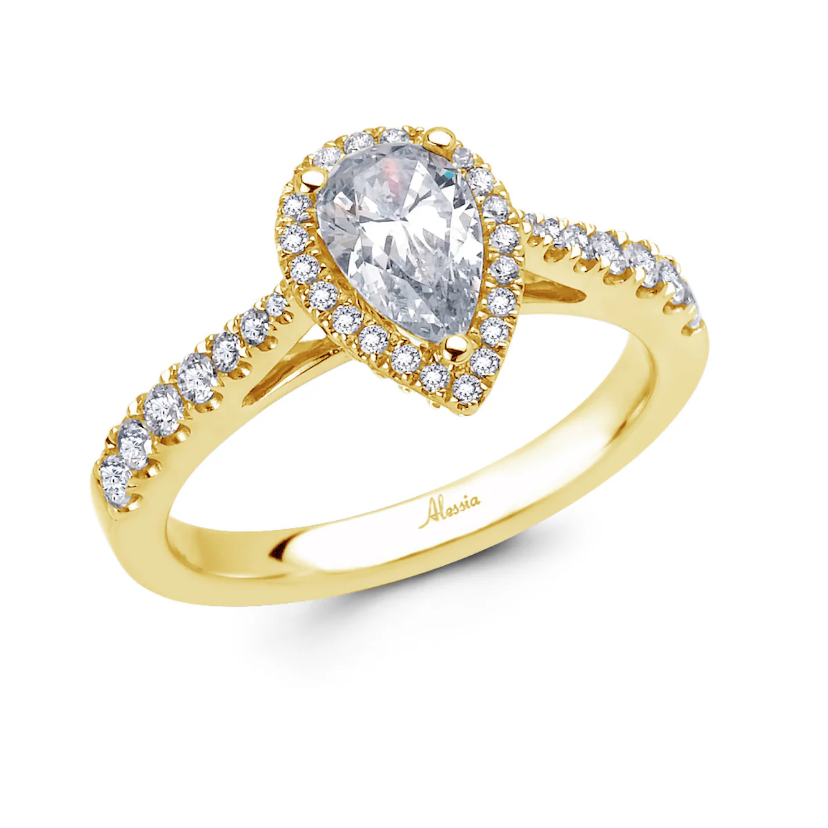 Pear Shape Diamond Halo Engagement Ring - ACB008 - Image 5