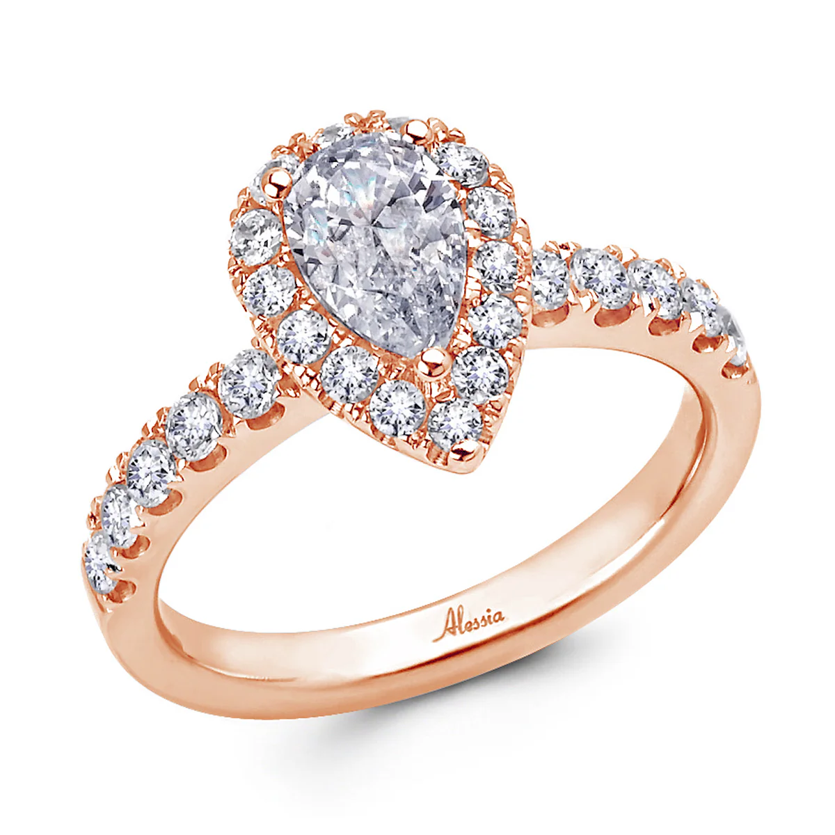 Pear Shape Diamond Halo Engagement Ring - ACB027 - Image 4