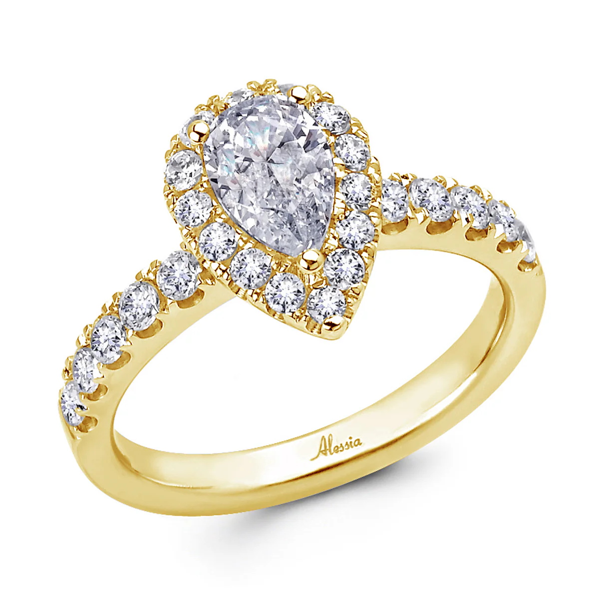 Pear Shape Diamond Halo Engagement Ring - ACB027 - Image 5