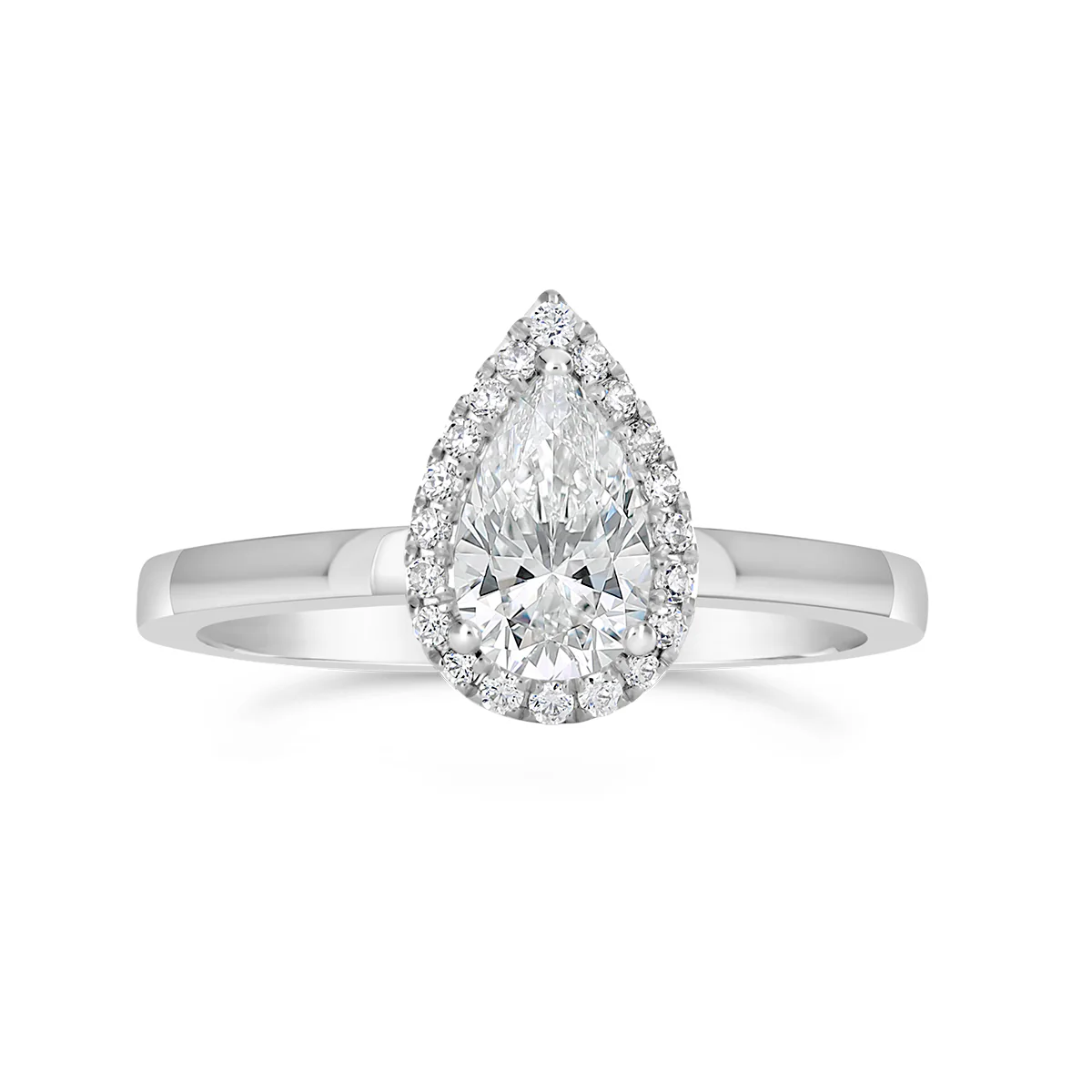 Pear Shape Diamond Halo Engagement Ring - ACB123 - Image 5