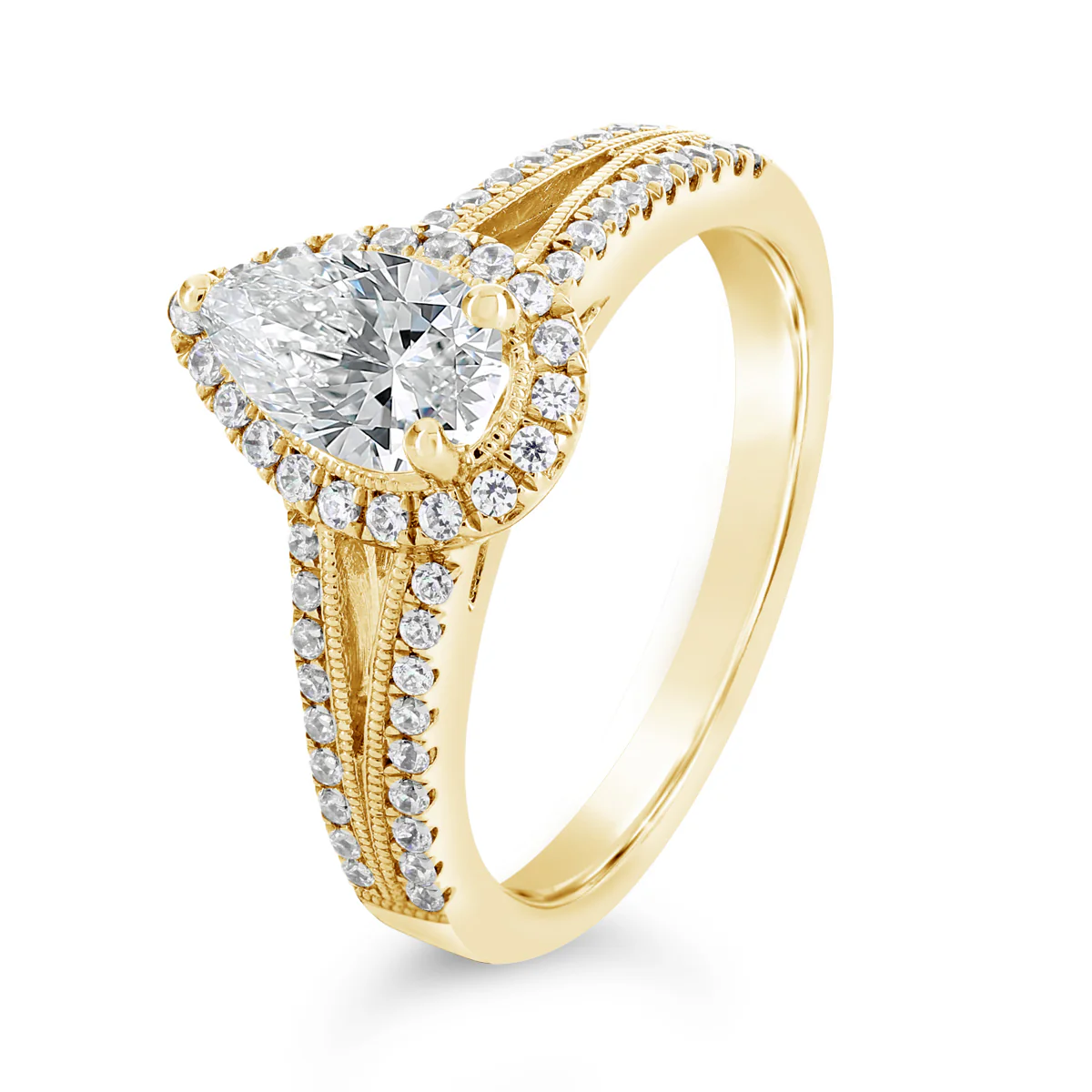 Pear Shape Diamond Halo Split Band Engagement Ring - ACB042 - Image 4