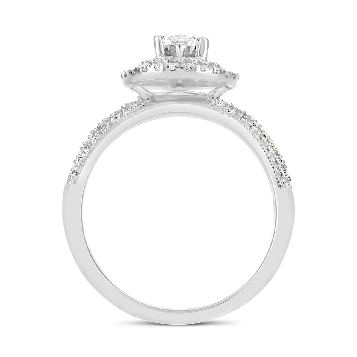 Pear Shape Double Halo Diamond Engagement Ring - ACB005 - Image 3