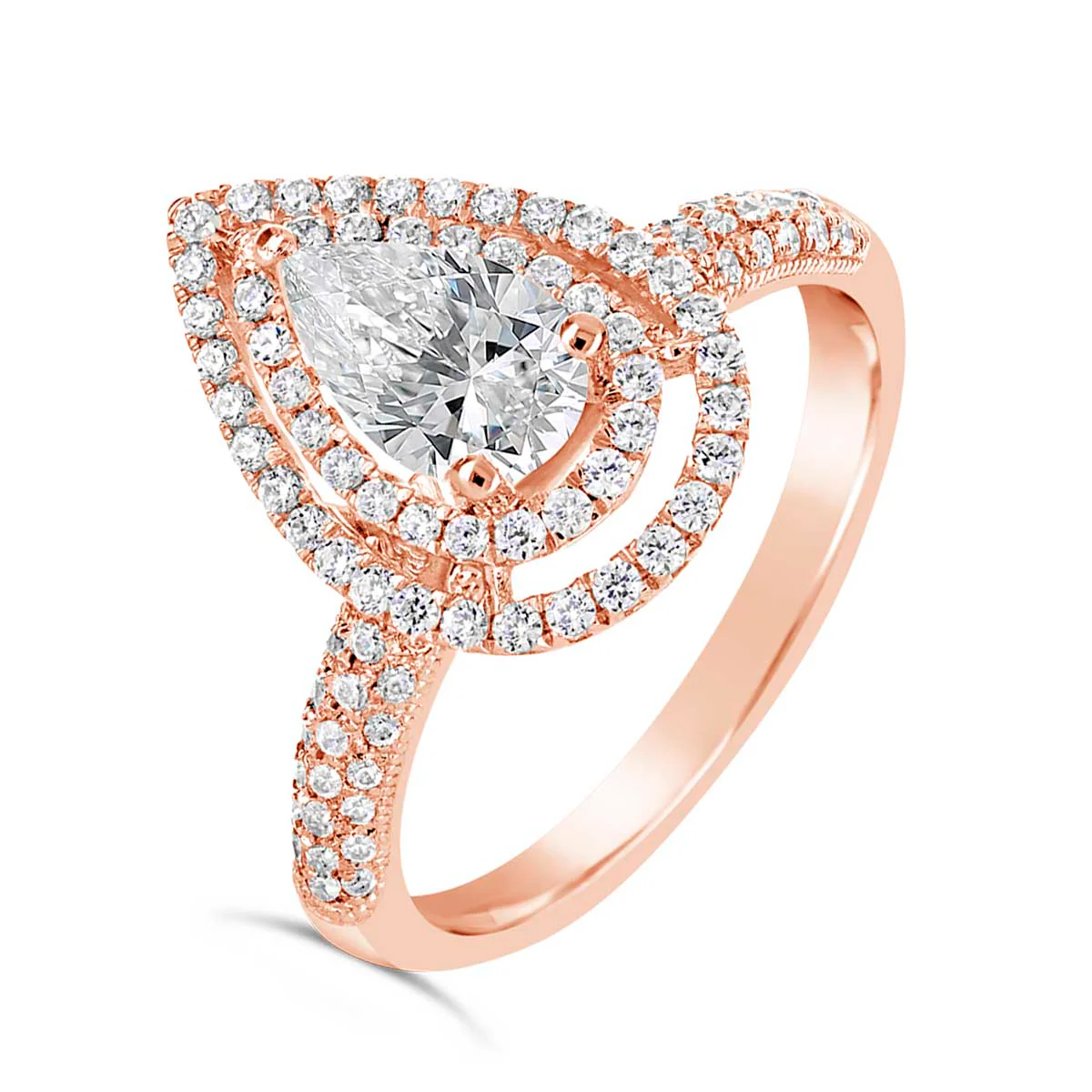 Pear Shape Double Halo Diamond Engagement Ring - ACB005 - Image 5