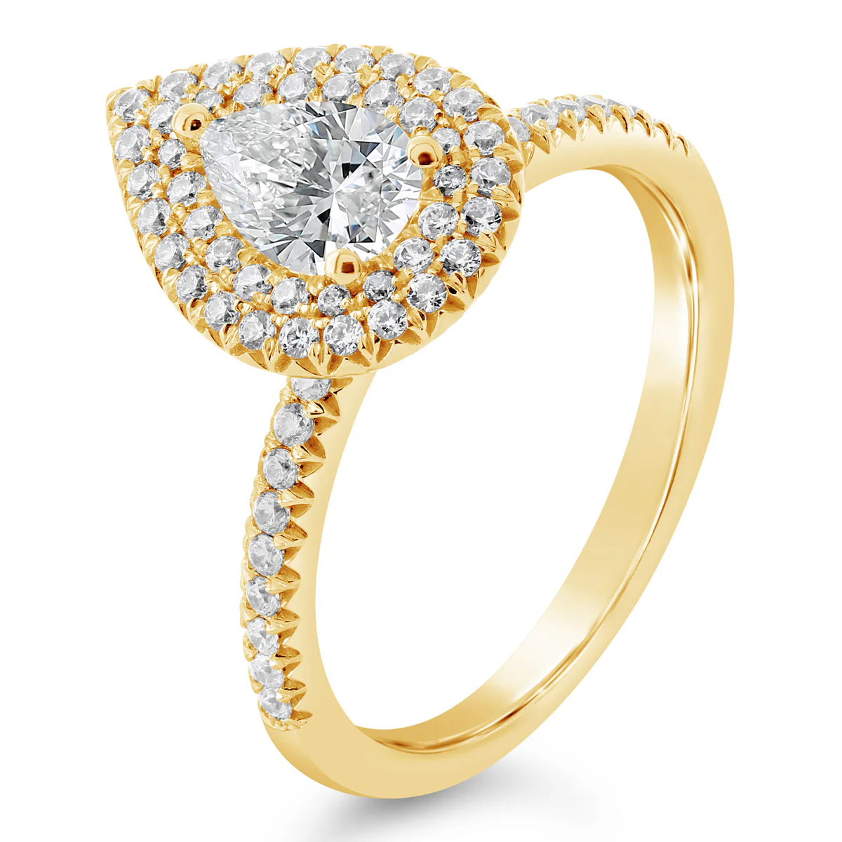 Pear Shape Double Halo Diamond Engagement Ring - ACB408 - Image 2