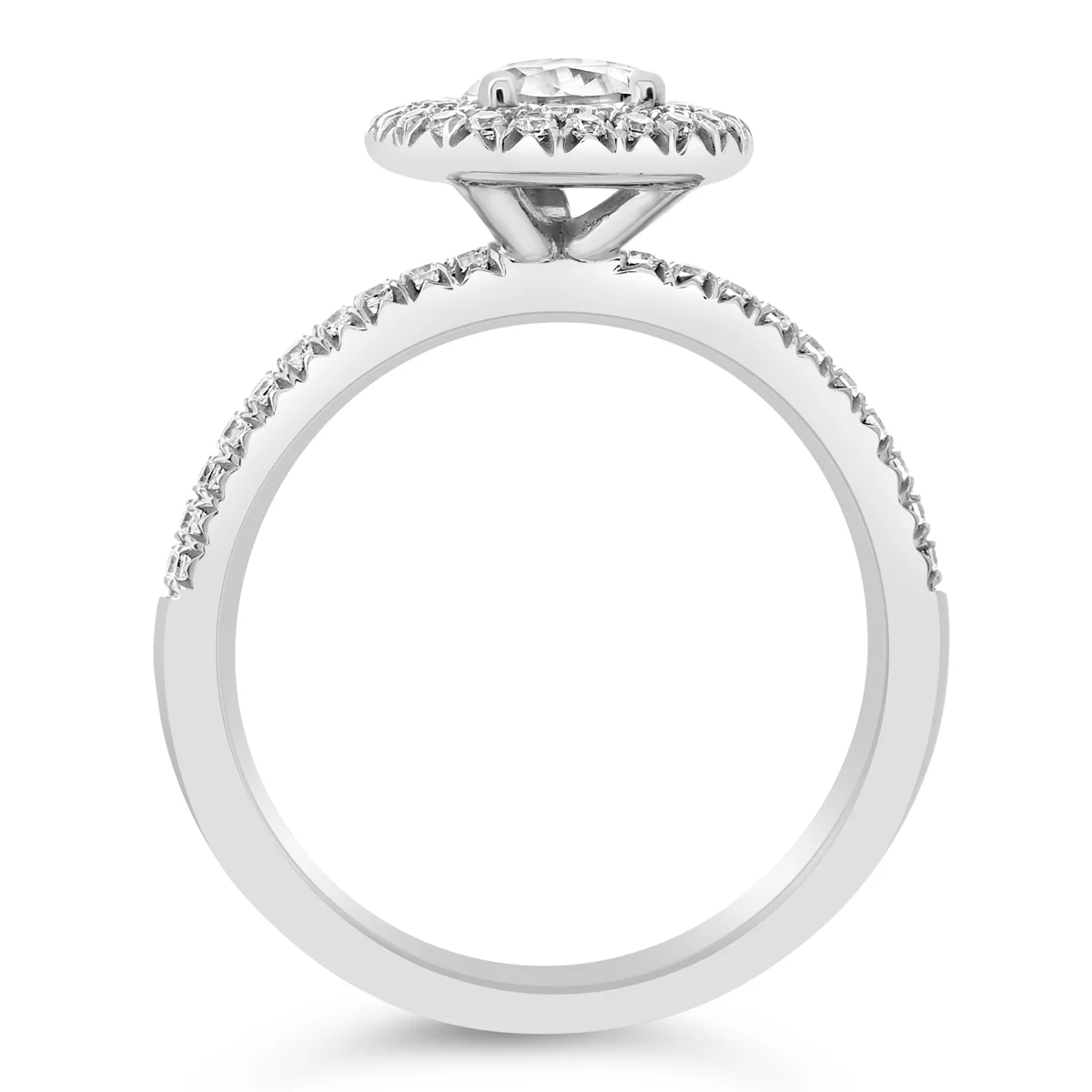 Pear Shape Double Halo Diamond Engagement Ring - ACB408 - Image 3