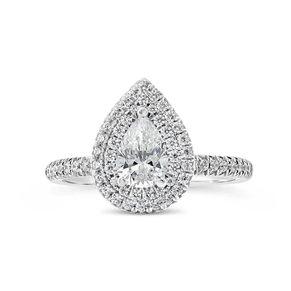 Pear Shape Double Halo Diamond Engagement Ring - ACB408 - Image 4