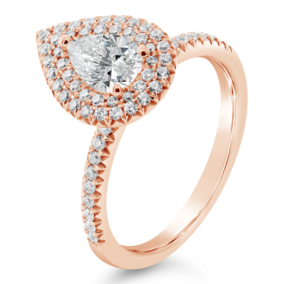 Pear Shape Double Halo Diamond Engagement Ring - ACB408 - Image 5