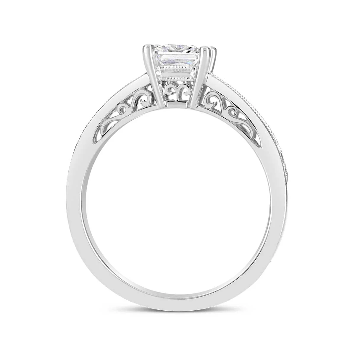 Princess Cut Art Deco Diamond Engagement Ring - ACB004 - Image 3