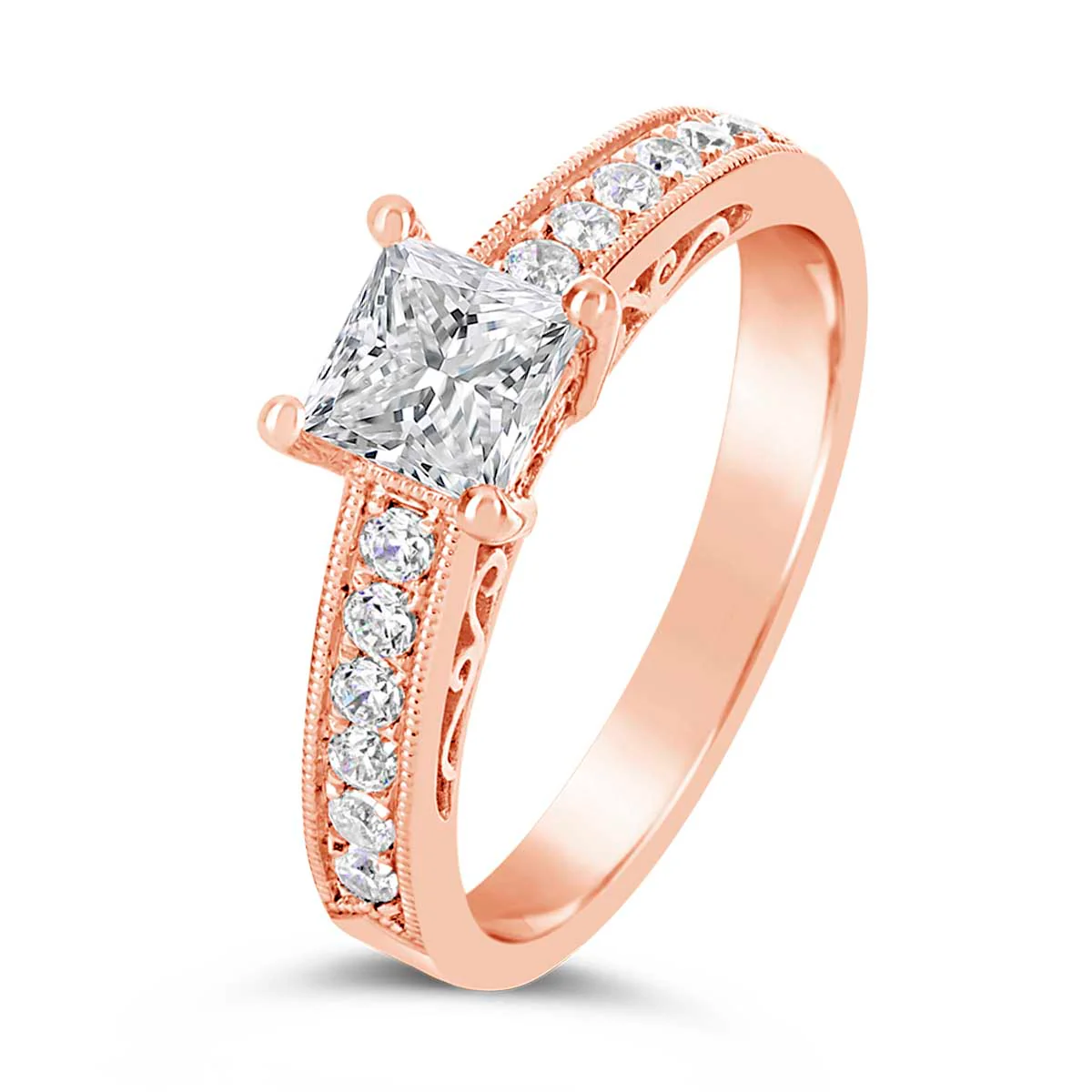 Princess Cut Art Deco Diamond Engagement Ring - ACB004 - Image 4