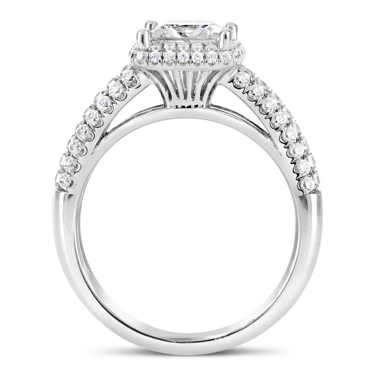 Princess Cut Diamond Halo Engagement Ring - ACB013 - Image 3