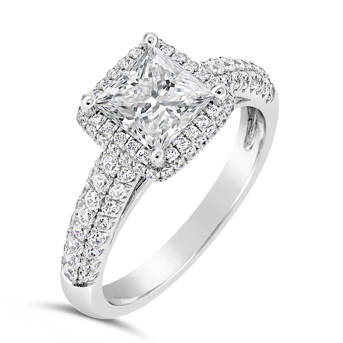 Princess Cut Diamond Halo Engagement Ring - ACB013 - Image 4