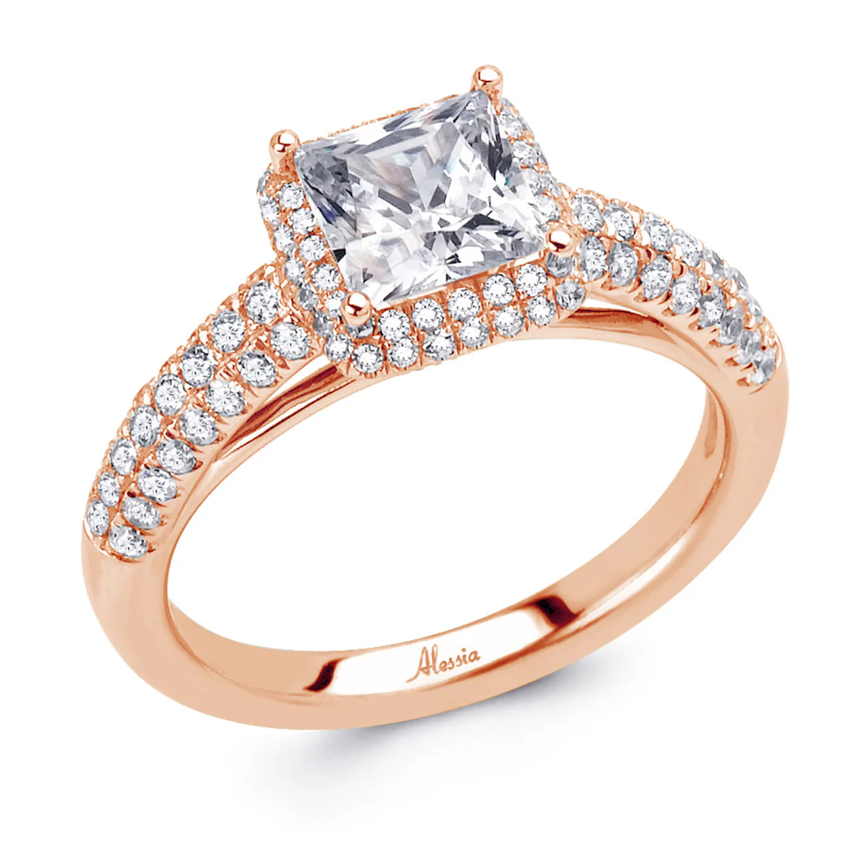 Princess Cut Diamond Halo Engagement Ring - ACB013 - Image 5