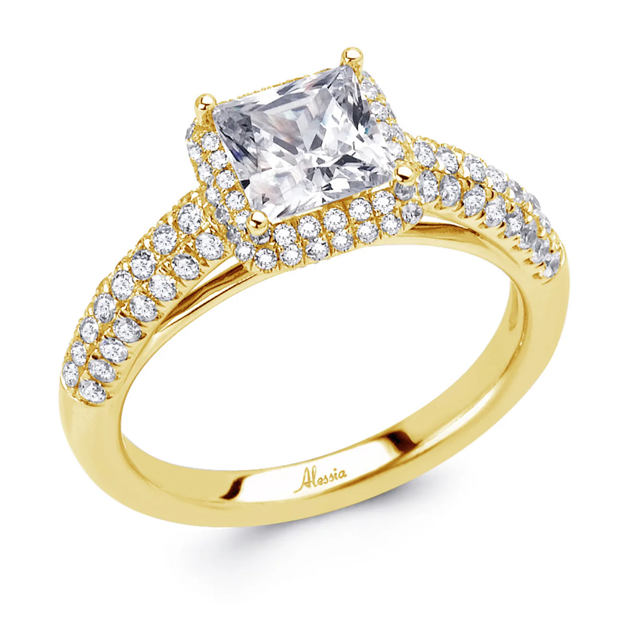 Princess Cut Diamond Halo Engagement Ring - ACB013 - Image 6