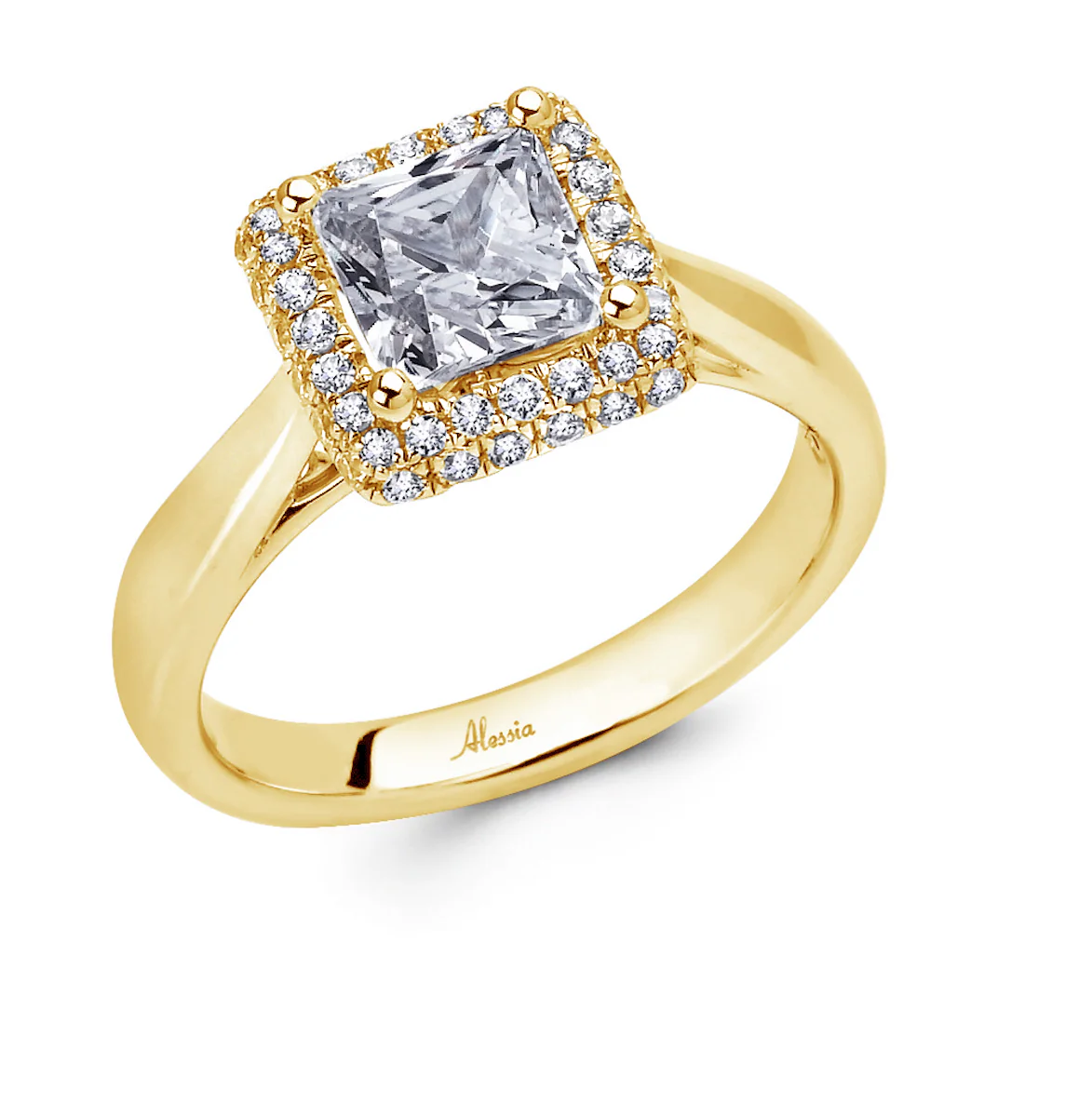 Princess Cut Diamond Halo Engagement Ring - ACB023 - Image 5