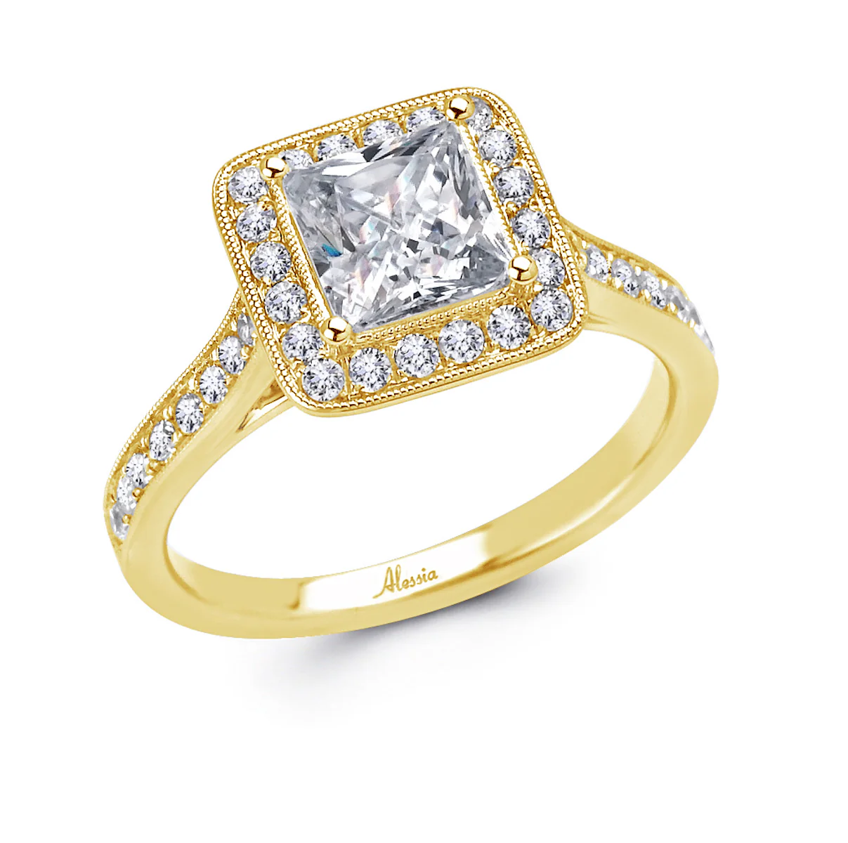 Princess Cut Diamond Halo Engagement Ring - ACB030 - Image 5