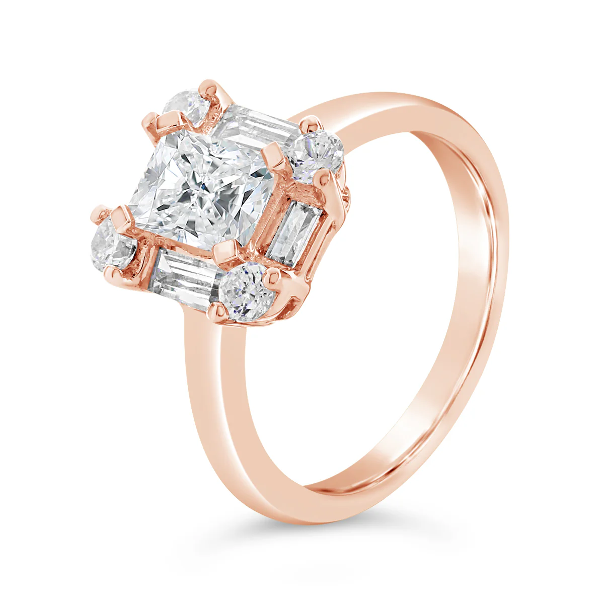 Radiant Cut Diamond Halo Engagement Ring - ACB118 - Image 4