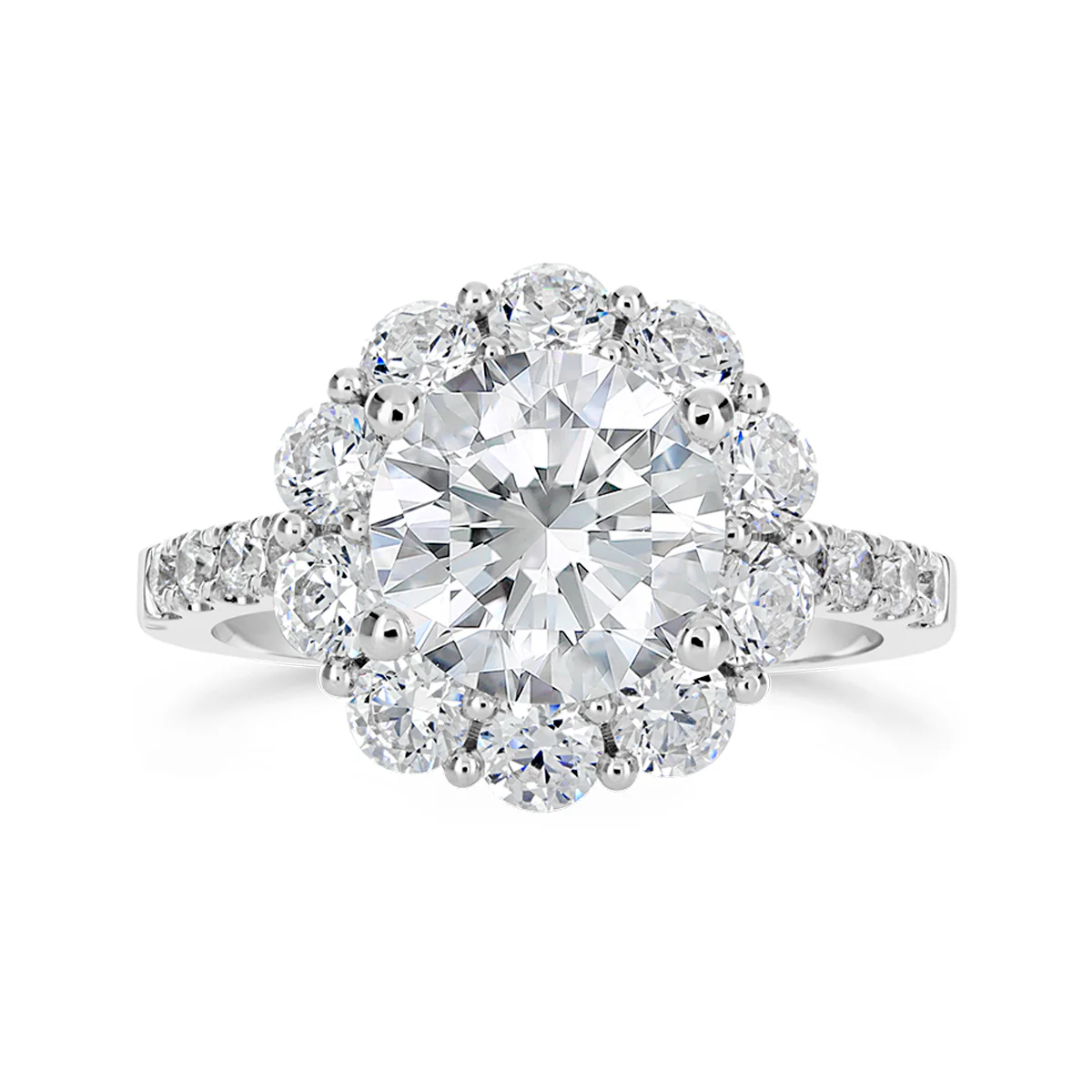 Round Brillaint Cut Diamond Halo Engagement Ring - ACB133 - Image 2