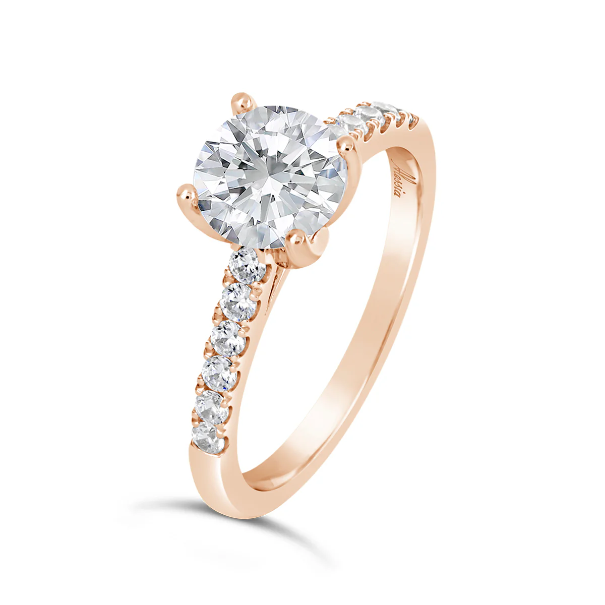 Round Brilliant Cut Cathedral Diamond Engagement Ring - ACB132 - Image 2