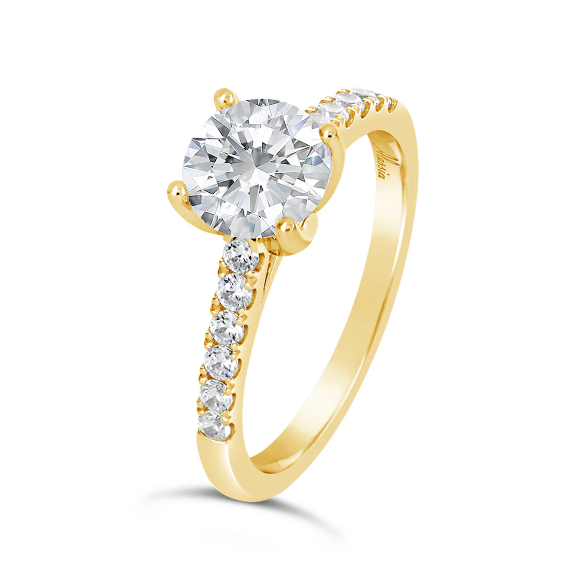 Round Brilliant Cut Cathedral Diamond Engagement Ring - ACB132 - Image 3