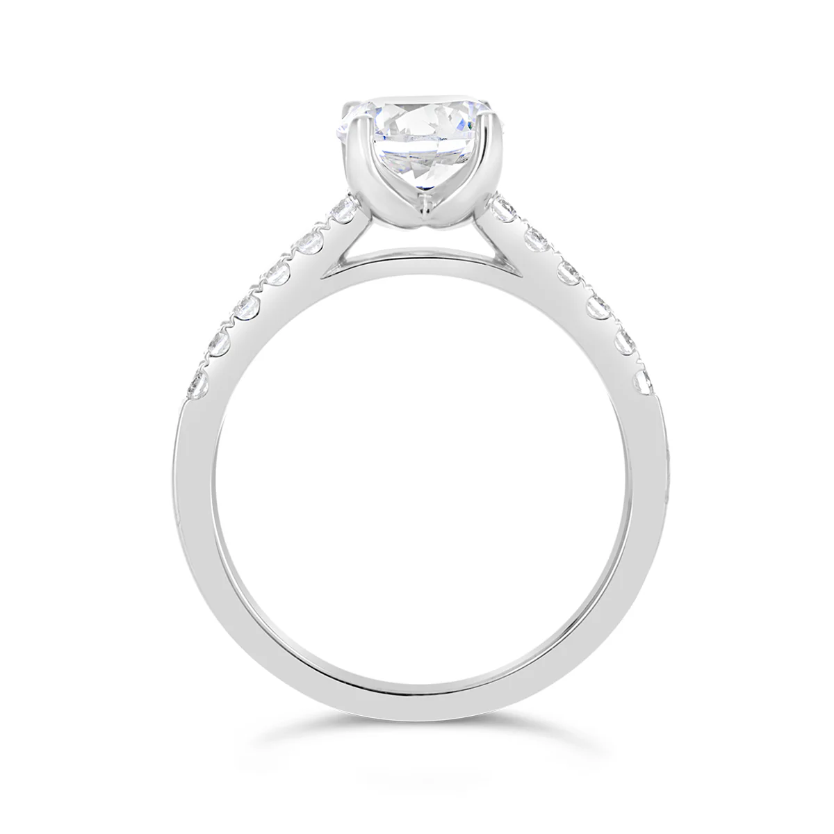 Round Brilliant Cut Cathedral Diamond Engagement Ring - ACB132 - Image 4