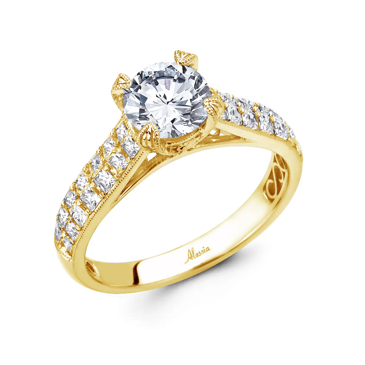 Round Brilliant Cut Diamond Engagement Ring - ACB010 - Image 2
