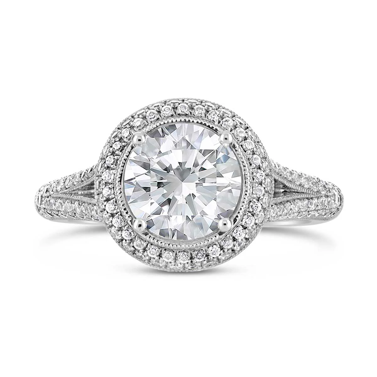 Round Brilliant Cut Diamond Halo Engagement Ring - ACB003 - Image 2
