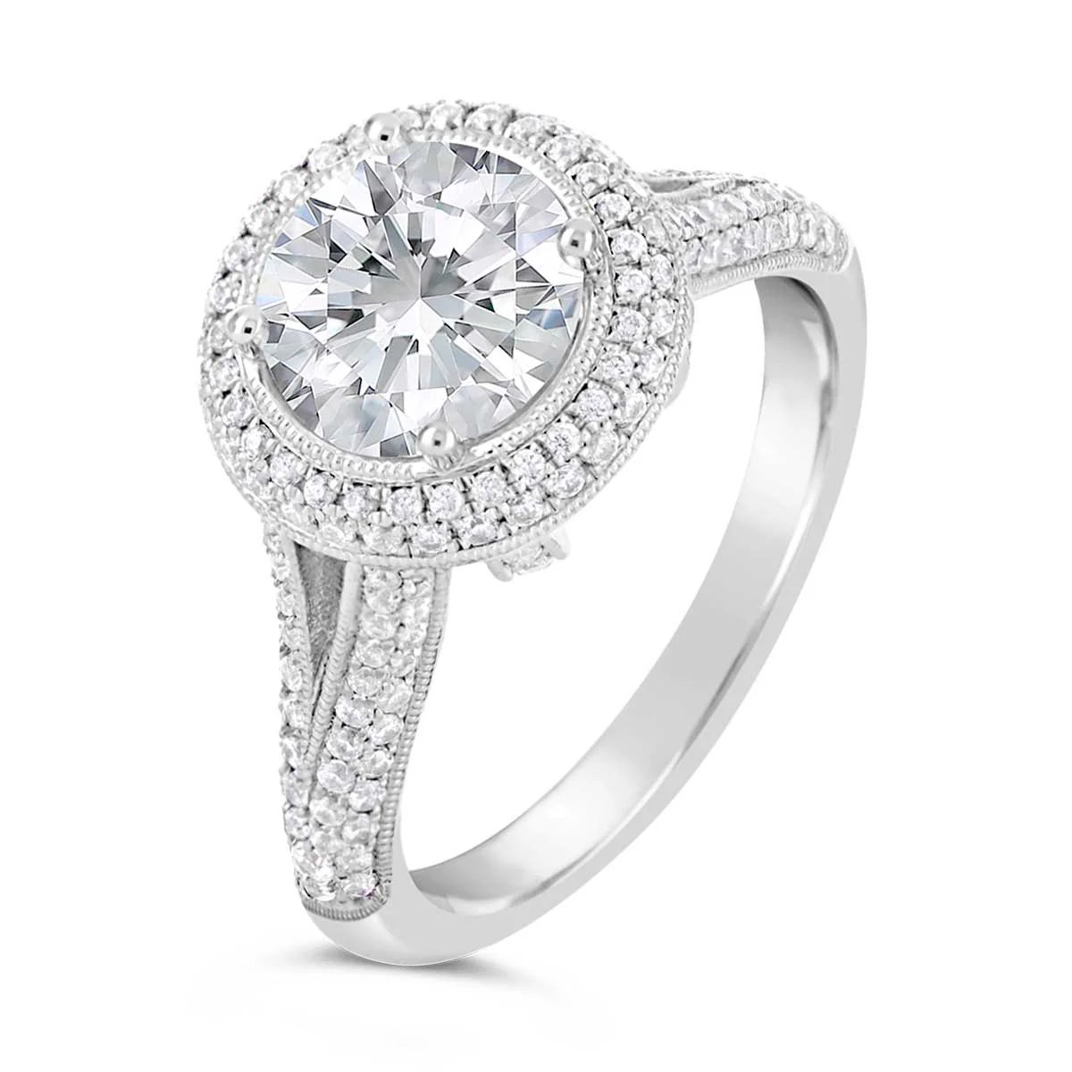 Round Brilliant Cut Diamond Halo Engagement Ring - ACB003 - Image 4
