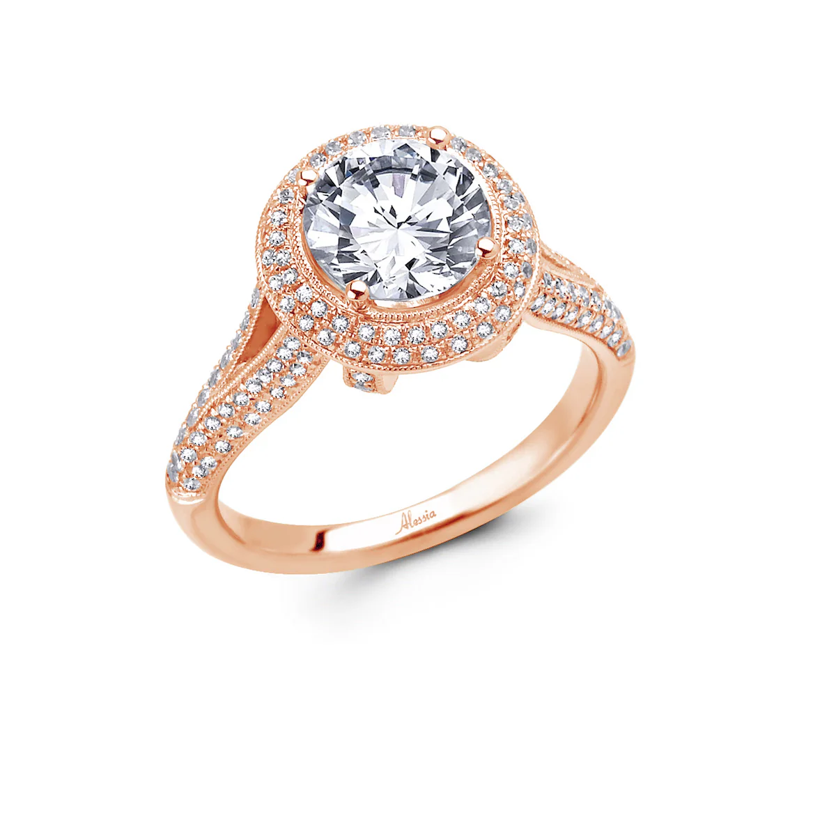 Round Brilliant Cut Diamond Halo Engagement Ring - ACB003 - Image 5