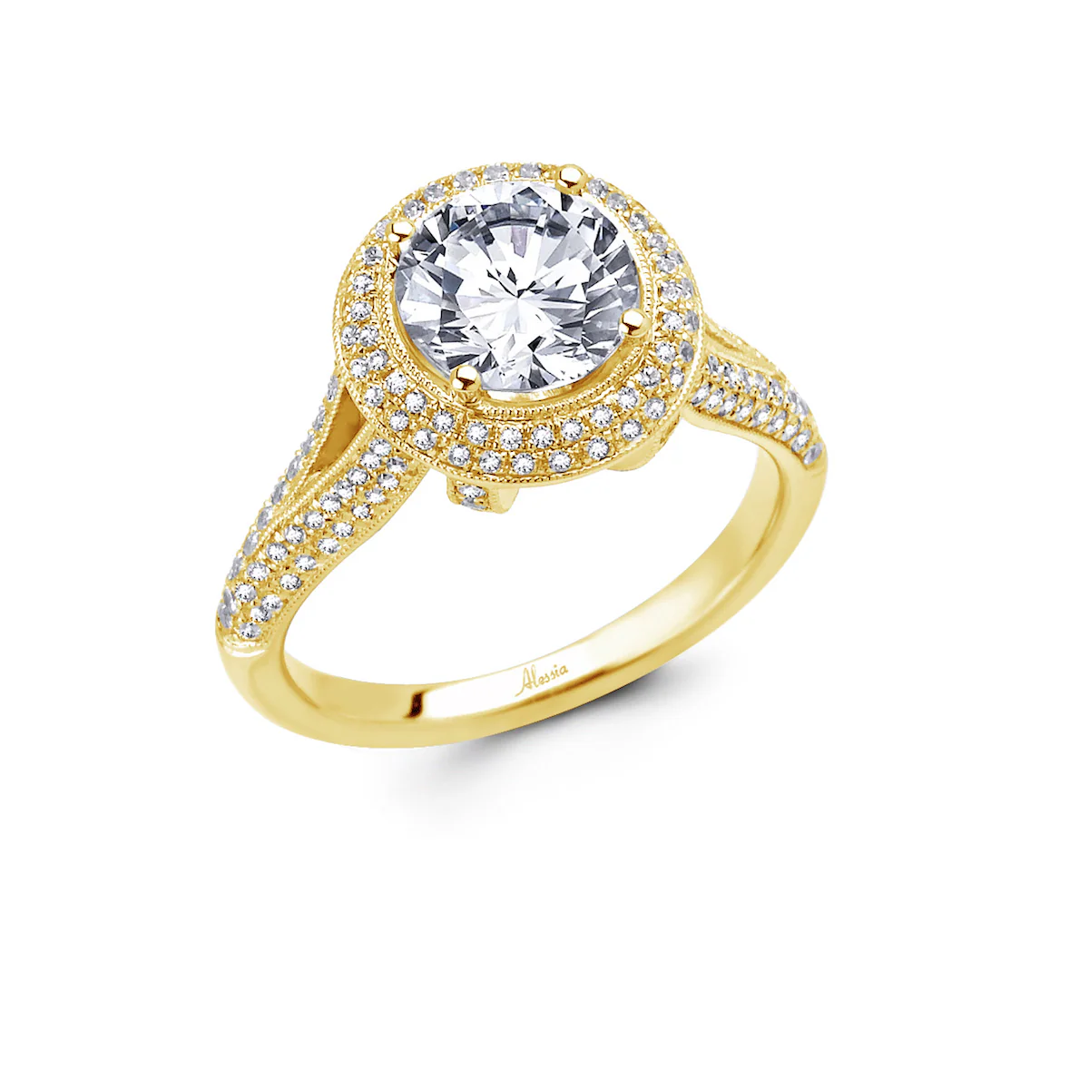 Round Brilliant Cut Diamond Halo Engagement Ring - ACB003 - Image 6