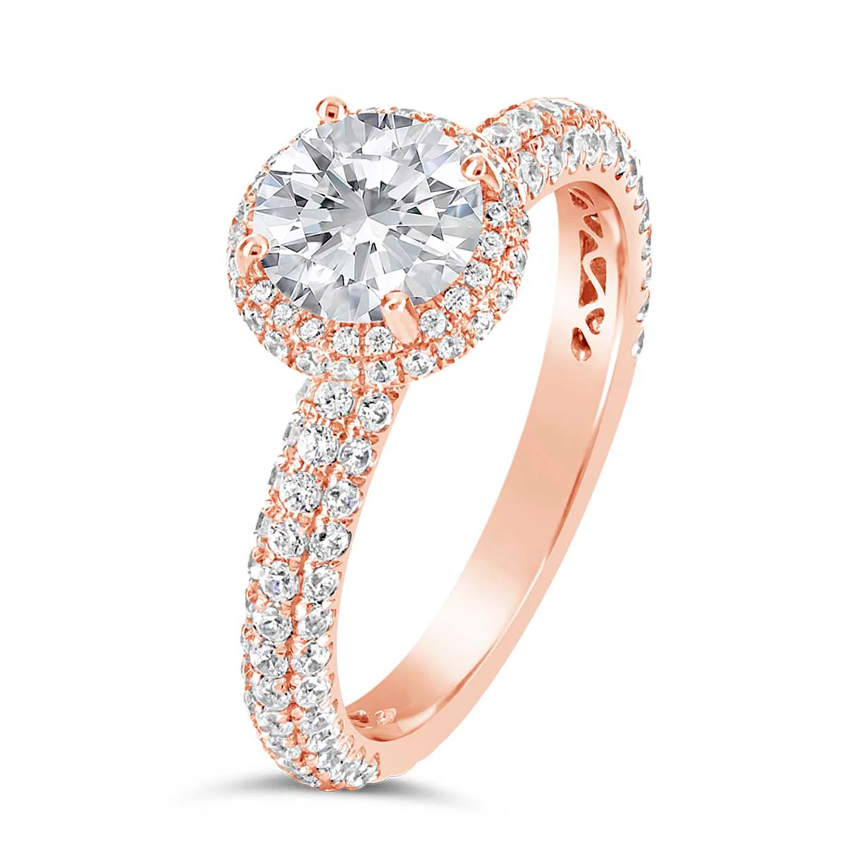 Round Brilliant Cut Diamond Halo Engagement Ring - ACB012 - Image 2