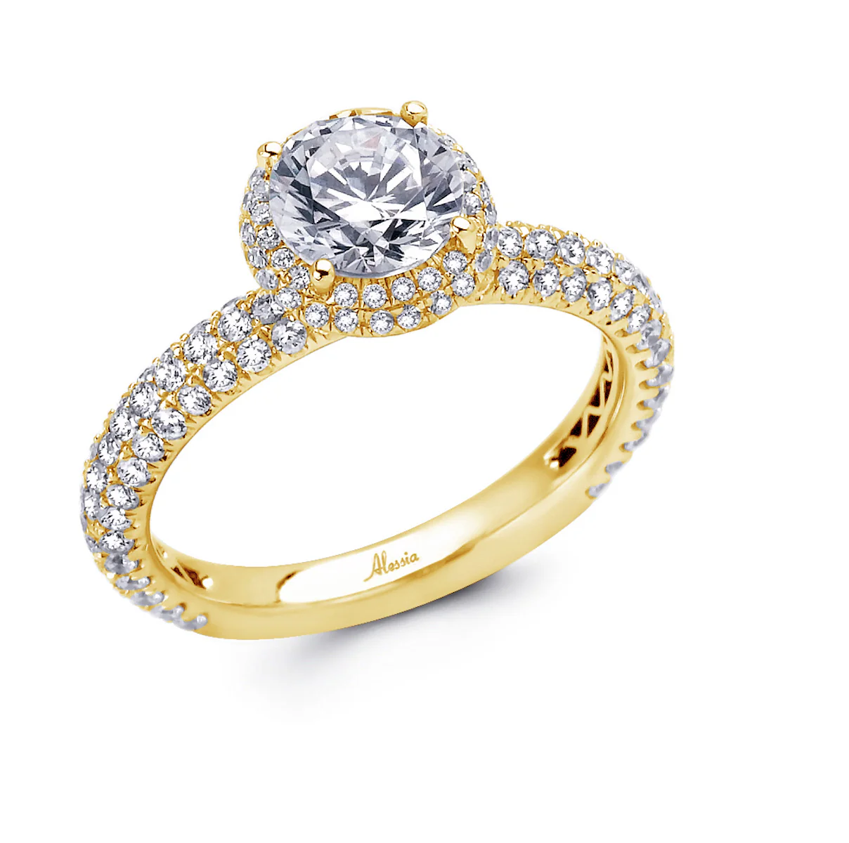 Round Brilliant Cut Diamond Halo Engagement Ring - ACB012 - Image 3