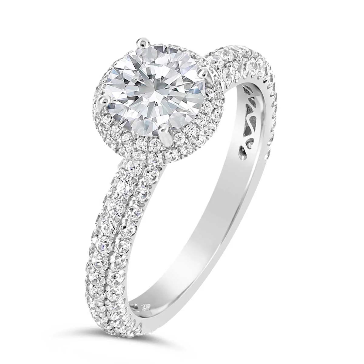 Round Brilliant Cut Diamond Halo Engagement Ring - ACB012 - Image 4