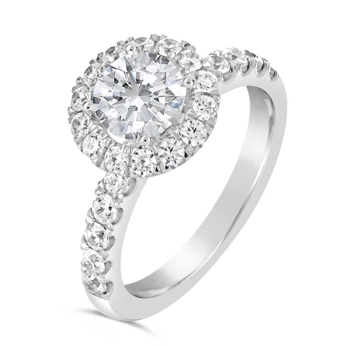 Round Brilliant Cut Diamond Halo Engagement Ring - ACB026 - Image 4